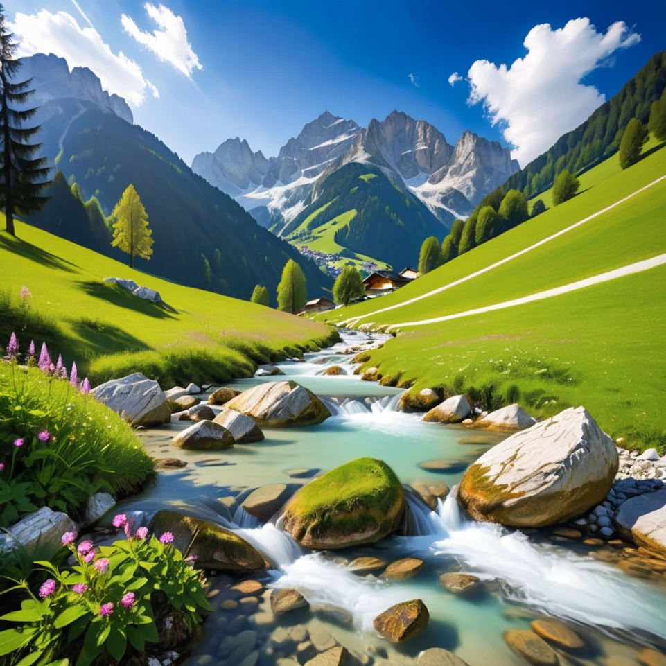 Eine wundervolle Österreichische Landschaft von Bergen und Flüssen